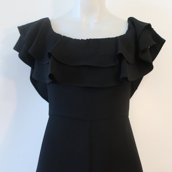 Women Intermix Mae Black Crepe Ruffled Off-The Shoulder Jumpsuit 2 - Picture 6 of 16